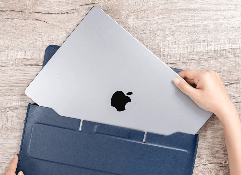 SwitchEasy EasyStand Leather MacBook Sleeve Thin and Light, Always Portable