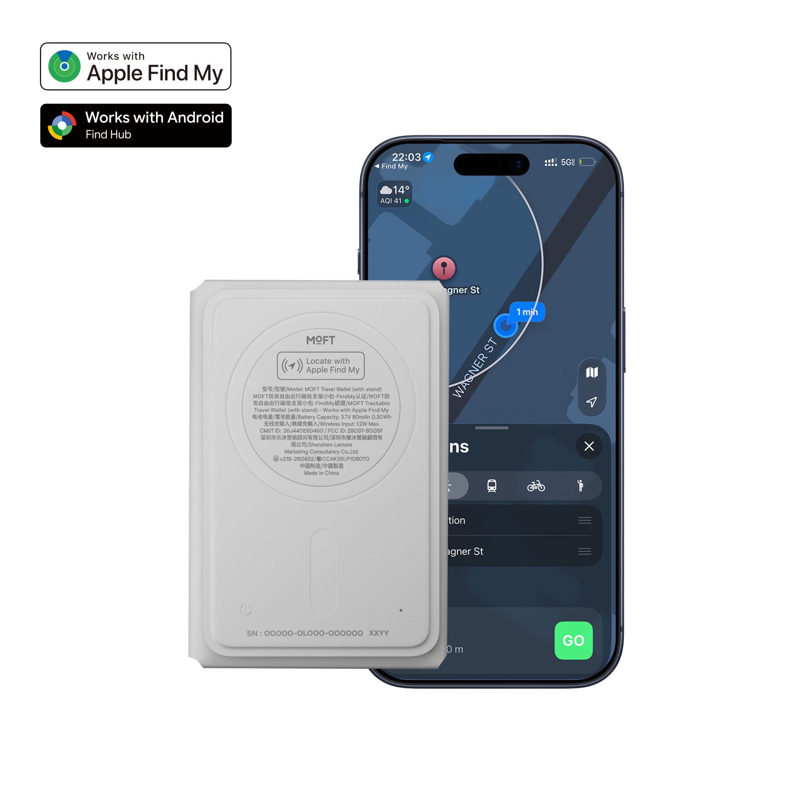 Moft Trackable Field Wallet Tracking