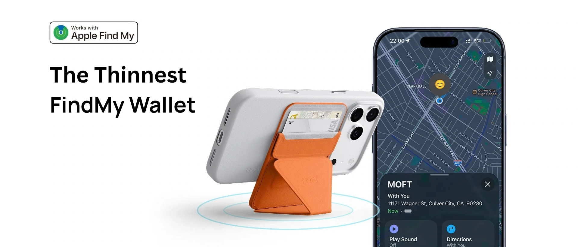 Moft Trackable Snap-on Phone Stand & Wallet The thinnest FindMy Wallet