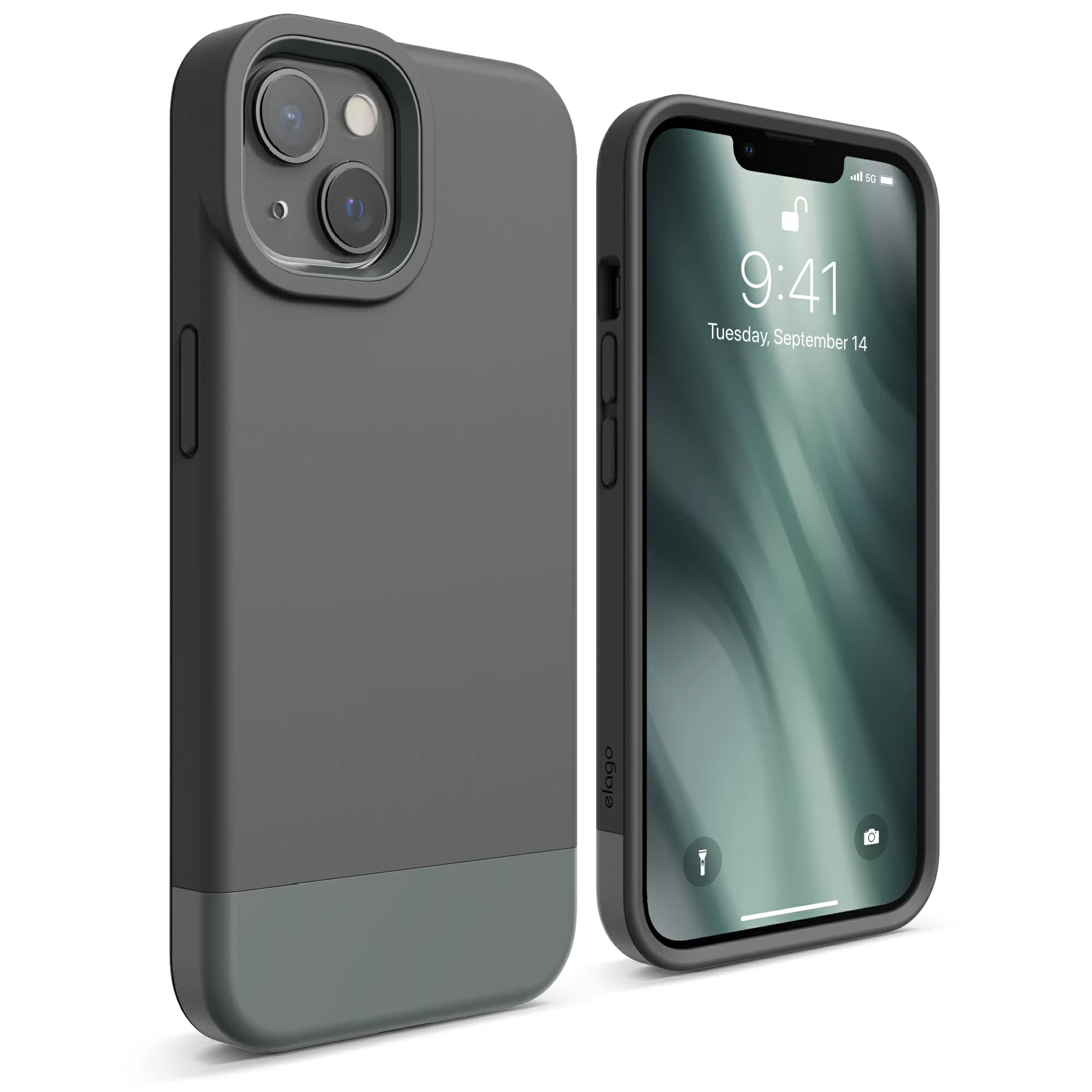 Elago iPhone 13 Glide Case Dark Grey & Little Green